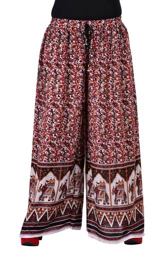 Red Jaipuri Printed Cotton Palazzo