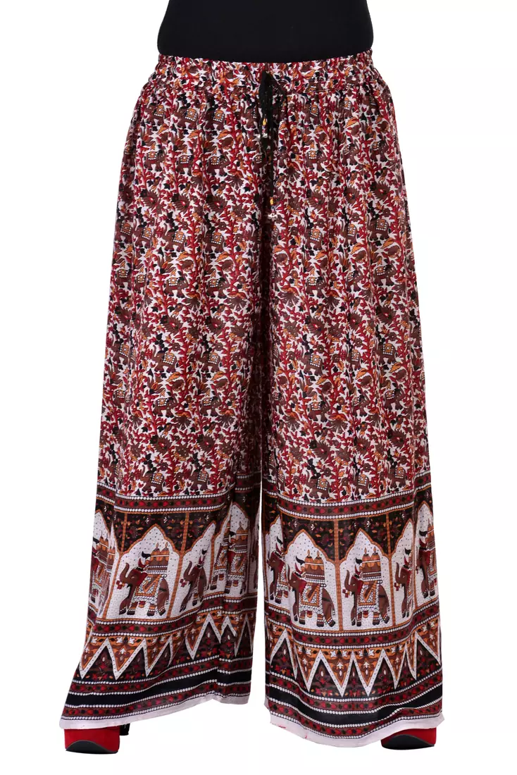 Red Jaipuri Printed Cotton Palazzo