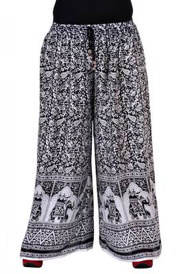 Black Jaipuri Printed Cotton Palazzo 1