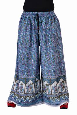 Turquoise Jaipuri Printed Cotton Palazzo 1