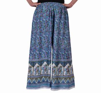 Turquoise Jaipuri Printed Cotton Palazzo 2