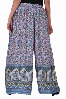 Turquoise Jaipuri Printed Cotton Palazzo