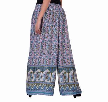 Turquoise Jaipuri Printed Cotton Palazzo 3