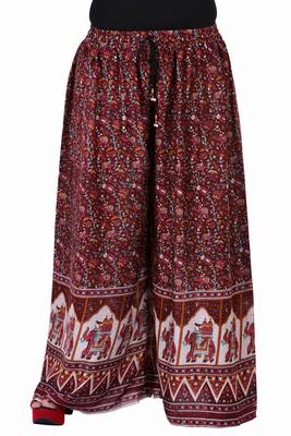 Maroon Jaipuri Printed Cotton Palazzo 1