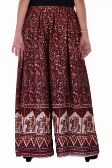 Maroon Jaipuri Printed Cotton Palazzo