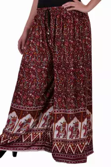 Maroon Jaipuri Printed Cotton Palazzo