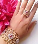M Creation Gold Plated Bracelet and Ring For Women/Girls