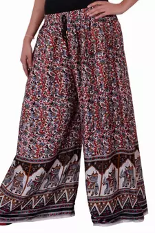 Red Jaipuri Printed Cotton Palazzo