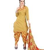 Yellow Printed Poly Cotton Salwar With Dupatta