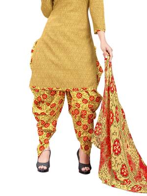 Yellow Printed Poly Cotton Salwar With Dupatta 3