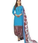 Blue plain cotton salwar with dupatta