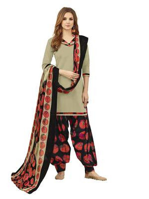 Grey Plain Cotton Salwar With Dupatta 1