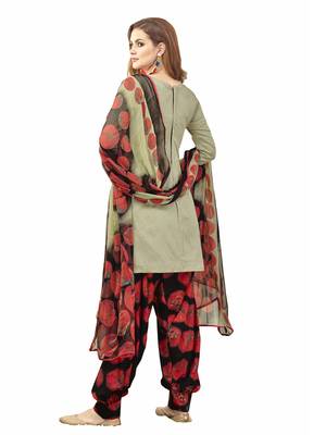 Grey Plain Cotton Salwar With Dupatta 2