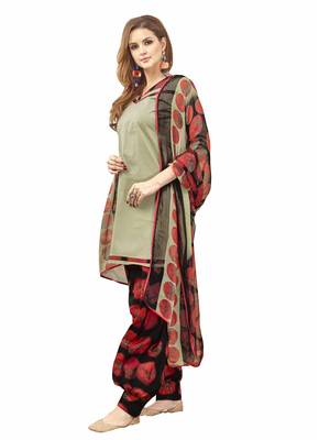 Grey Plain Cotton Salwar With Dupatta 3