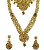 Golden stone drop bridal necklace set