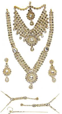 White stone drop bridal necklace set 1