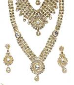 White stone drop bridal necklace set