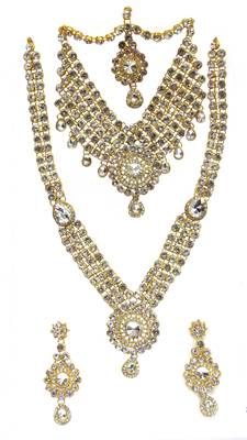 White stone drop bridal necklace set 2