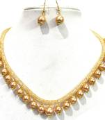 Pearl drop golden chain necklace set