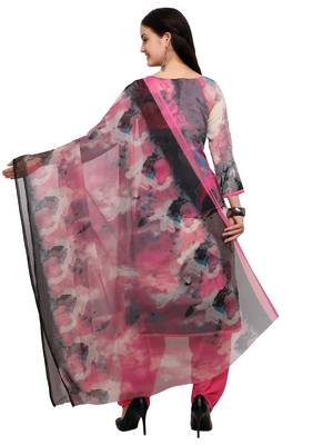 Pink Printed Crepe Salwar With Dupatta 2