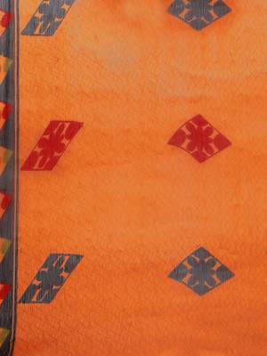 Orange printed crepe salwar with dupatta 4