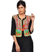 Red Kutchi Embroidered Dupion Silk Waist Length Jacket Women Ethnic Wear