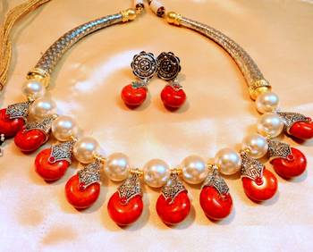 Red Women Designer Necklace Sets 1