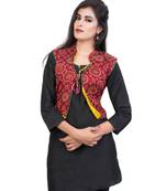 Red Kutchi Embroidered Pure Cotton Waist Length Jacket Women Ethnic Wear
