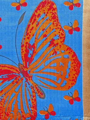 Blue Printed silk blend Saree With Blouse 3