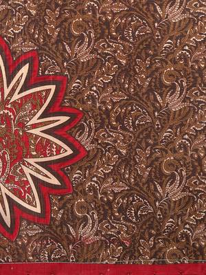 Red printed art silk saree with blouse 3