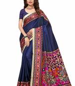 Purple woven art silk saree with blouse