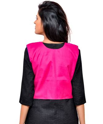 Pink Kutchi Embroidered Cotton Blend Short Jacket Women Ethnic Wear 3