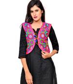 Blue Kutchi Embroidered Cotton Blend Short Jacket Women Ethnic Wear