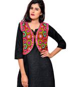 Black Kutchi Embroidered Cotton Blend Short Jacket Women Ethnic Wear