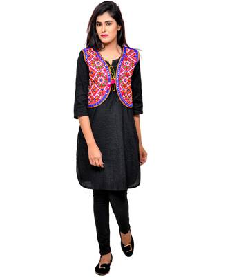 Pink Kutchi Embroidered Cotton Blend Short Jacket Women Ethnic Wear 4