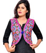 Blue Kutchi Embroidered Cotton Blend Short Jacket Women Ethnic Wear