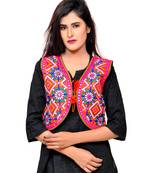 Red Kutchi Embroidered Cotton Blend Short Jacket Women Ethnic Wear