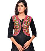 Black Kutchi Embroidered Cotton Blend Short Jacket Women Ethnic Wear