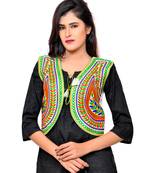 White Kutchi Embroidered Cotton Blend Short Jacket Women Ethnic Wear
