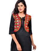 Black Kutchi Embroidered Cotton Blend Short Jacket Women Ethnic Wear