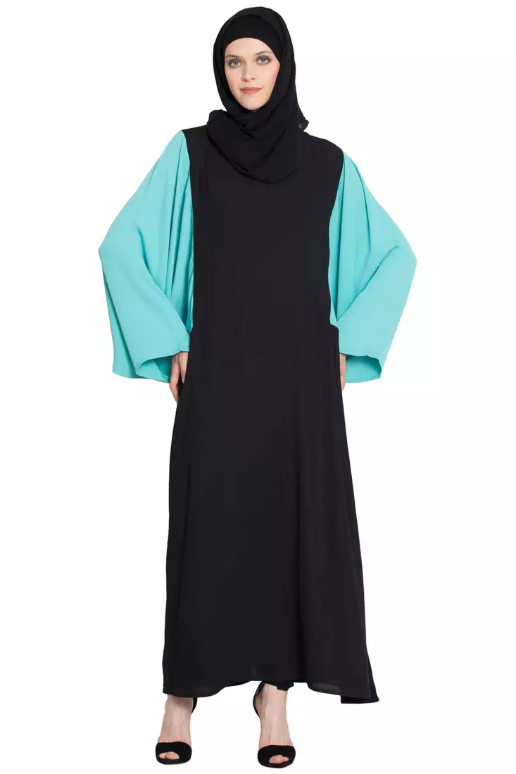 Black Polycrepe Plain Islamic Abaya