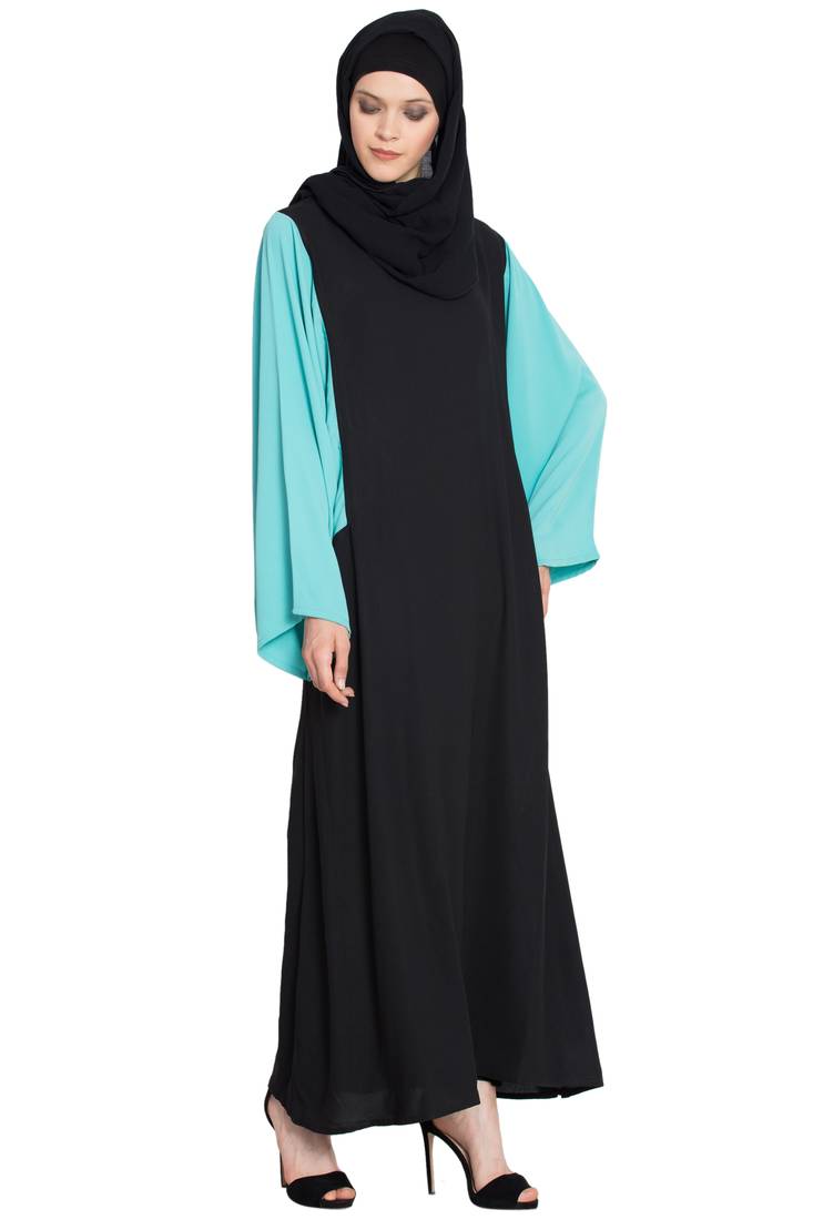Black Polycrepe Plain Islamic Abaya