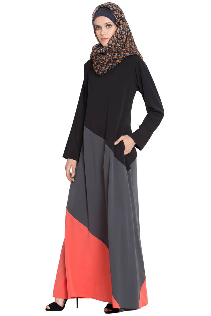 Multicolor Polycrepe Plain Islamic Abaya