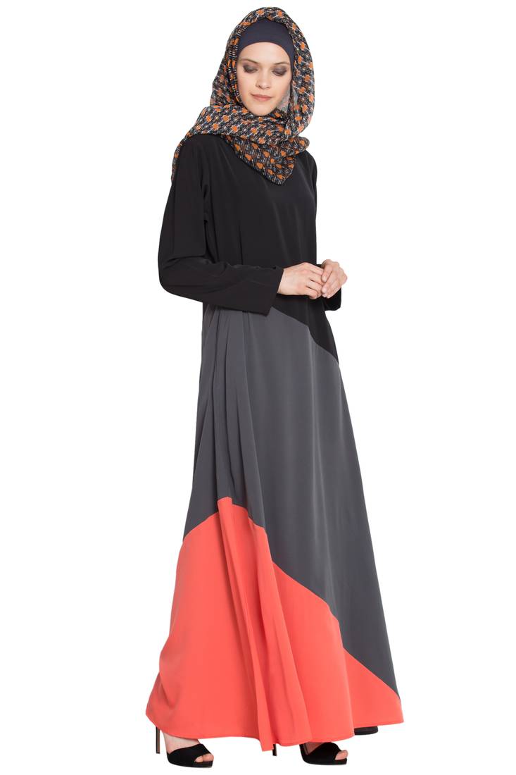 Multicolor Polycrepe Plain Islamic Abaya