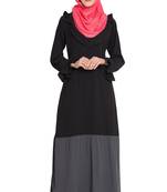 Black Polycrepe Plain Islamic Abaya