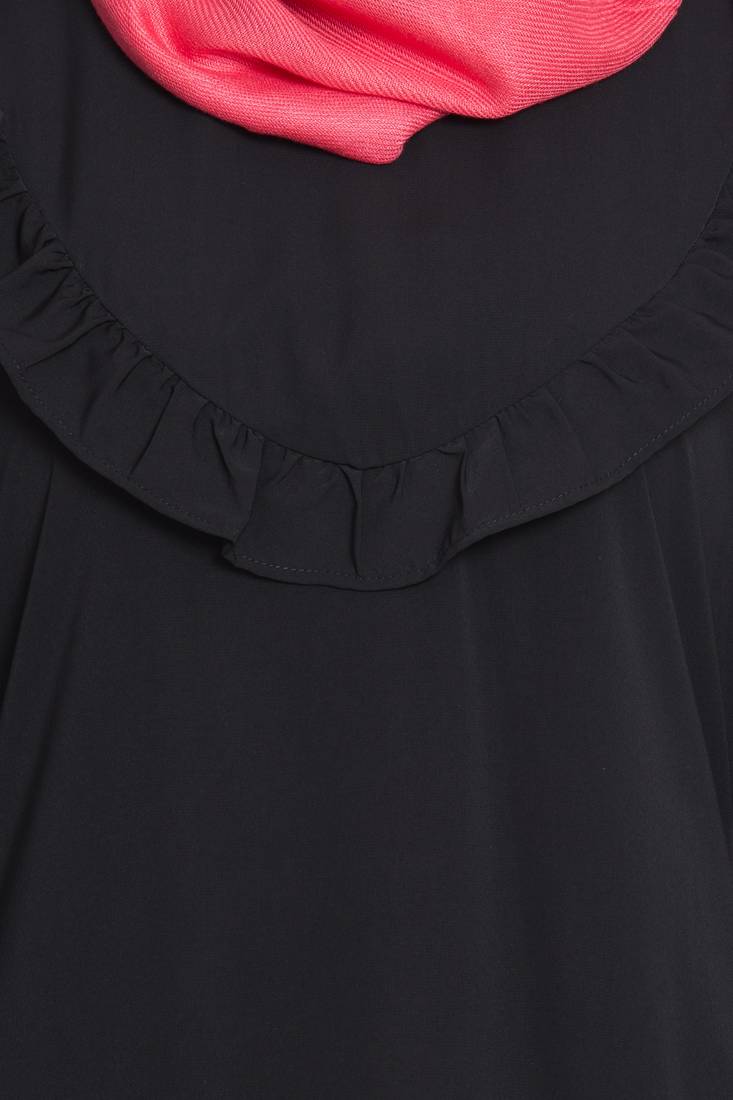 Black Polycrepe Plain Islamic Abaya