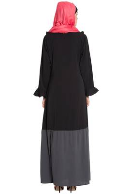 Black Polycrepe Plain Islamic Abaya 5