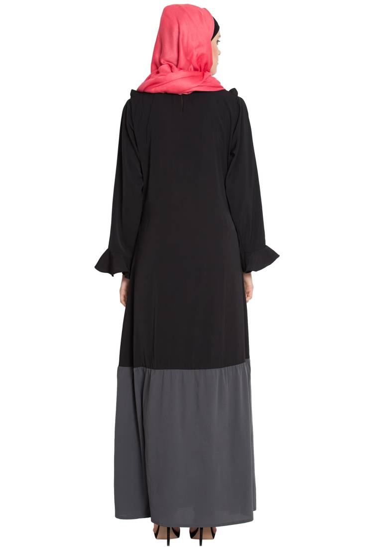 Black Polycrepe Plain Islamic Abaya
