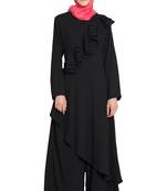 Black Polycrepe Plain Islamic Abaya