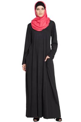 Black Cotton Plain Abaya 1